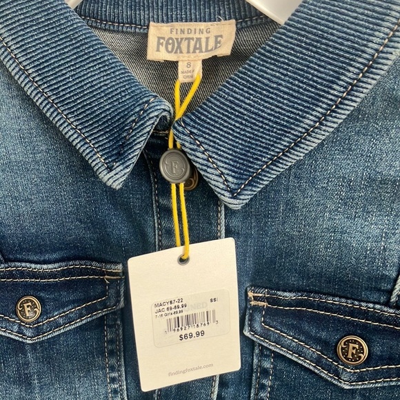 Girl’s Size 8 Finding Foxtale Blue Denim Snap Up Jacket NWT - Picture 3 of 5
